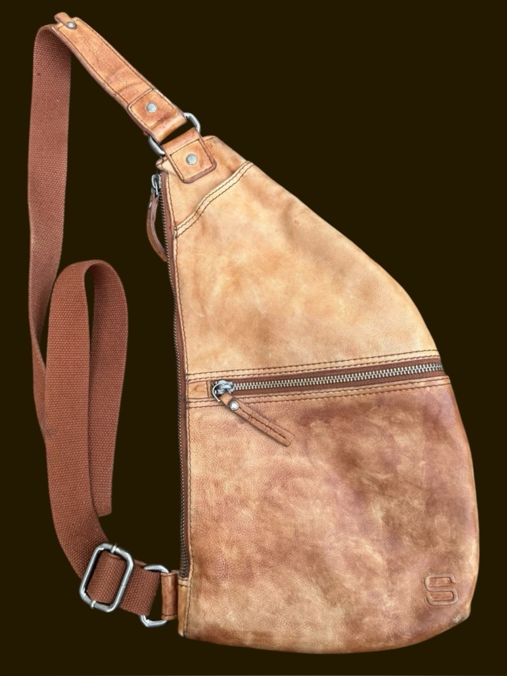 Spikes & Sparrow Leather Sling Bag One Shoulder Brandy Brown Travel Bag Unisex